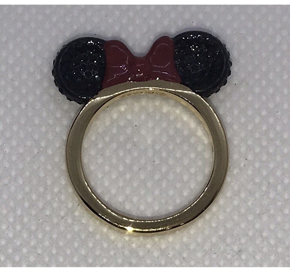 Kate Spade X Disney Minnie Mouse Ears Limited Edition Gold Plate Ring Pave Sz 7 - Picture 1 of 10